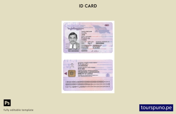 Plantilla de identificación de Georgia lista para imprimir